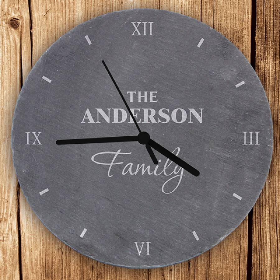 Natural Black Slate Round Clock