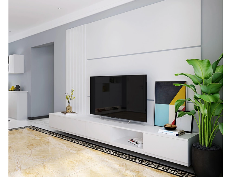 Yamam White Living Room Furniture Wall Unit White Tv Stand Cabinet ...
