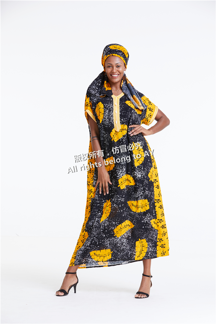 african cotton kaftan flower print with short lace custom wholesale