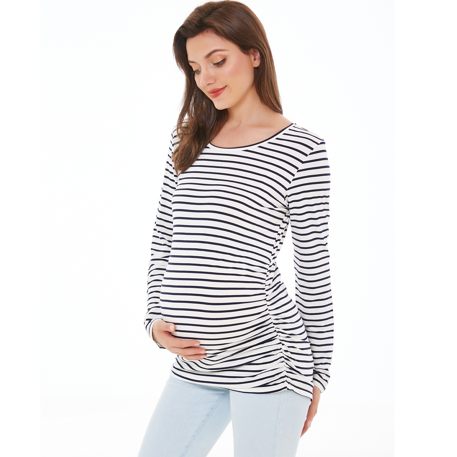 mærke navn tab klient Smallshow Women's Maternity Shirts Long Sleeve Pregnancy Clothes Tops
