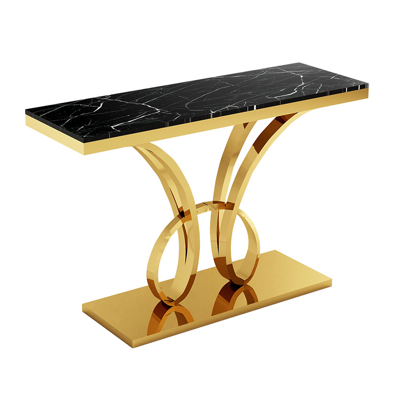 Luxury Console Table Marble Top Mirror, Gold Console Table With Mirror Top