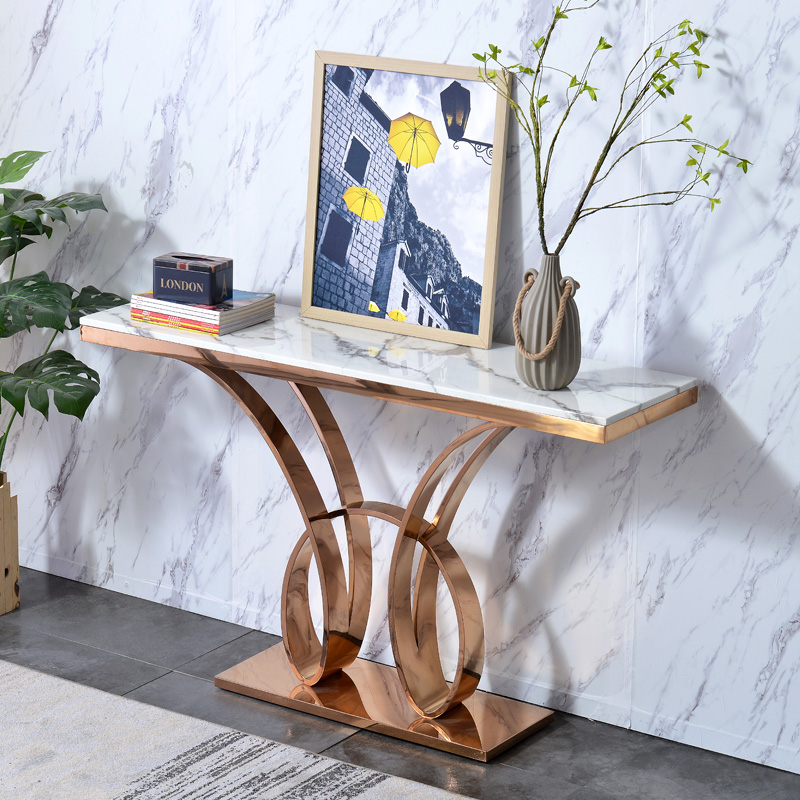 Luxury Console Table Marble Top Mirror