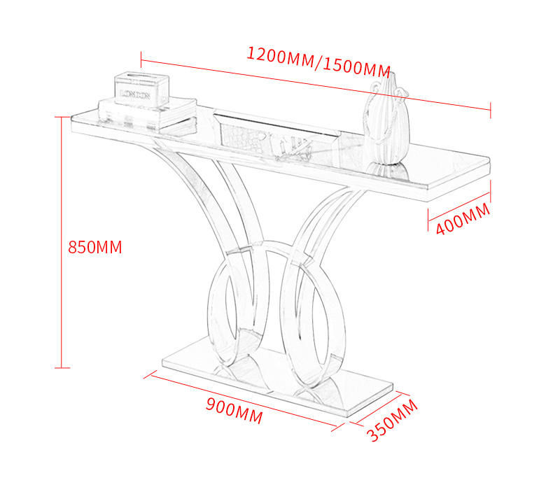 Luxury console table marble top mirror rose gold stainless steel for living furniture