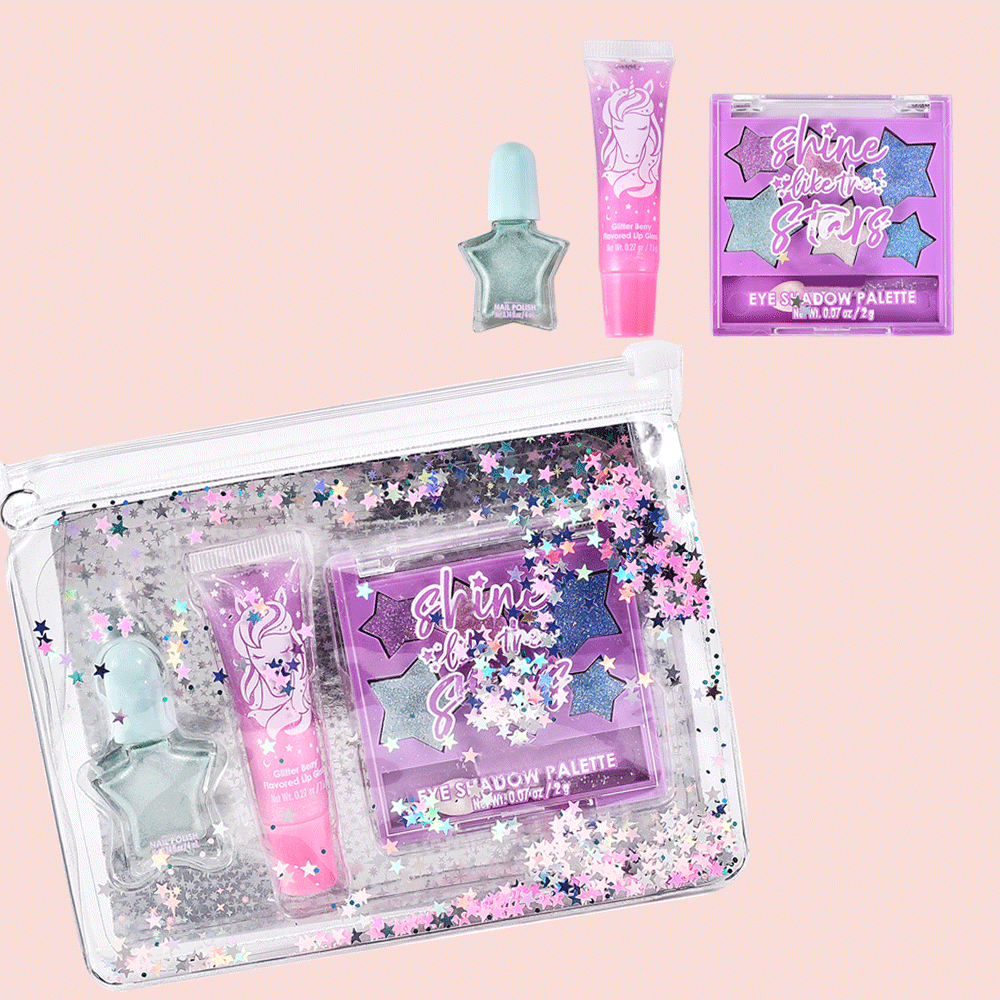 Kids makeup set with shiny star cosmetic bag Kids makeup set with shiny star cosmetic bag