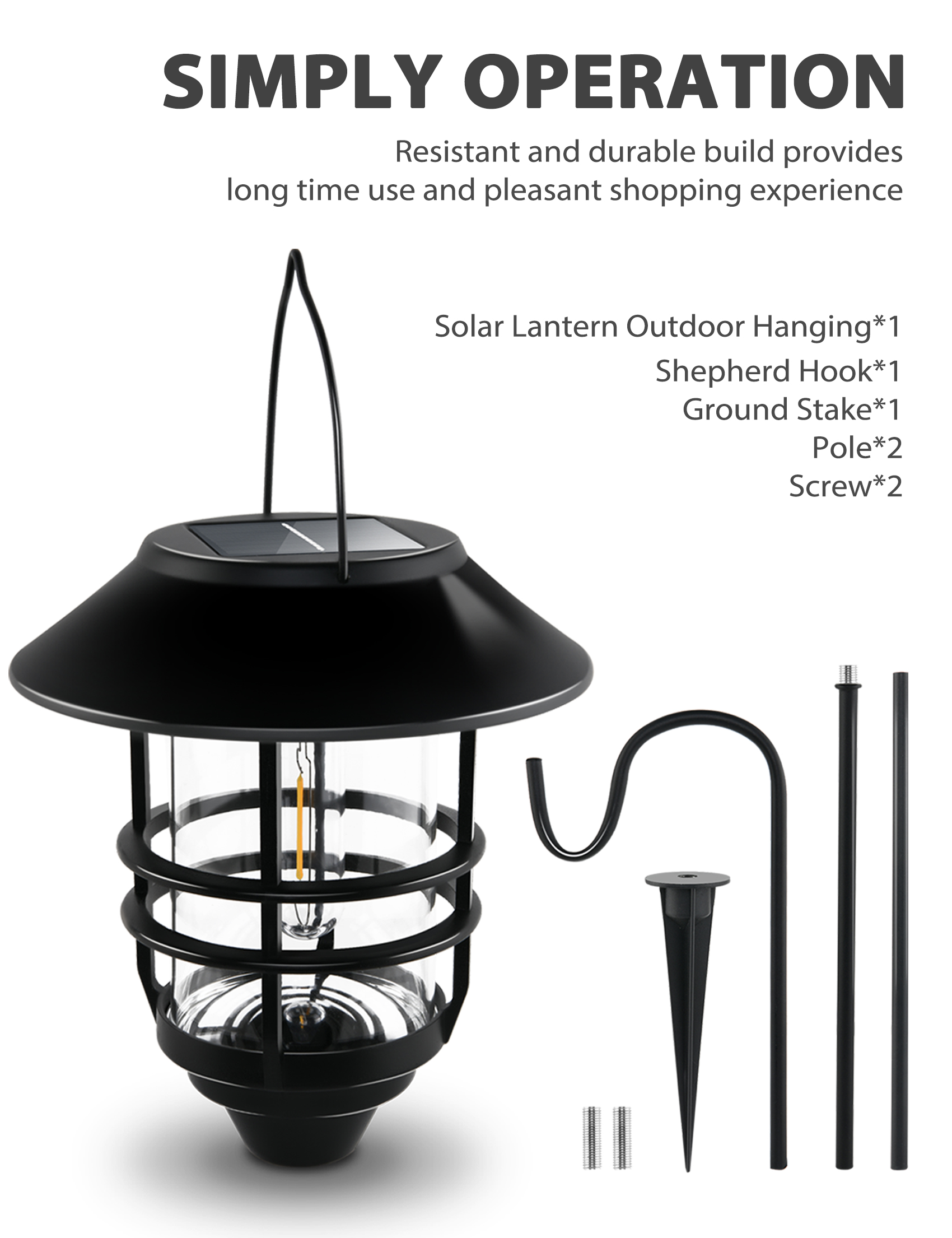 outdoor shepherds hook on Hanging Solar Lights Lantern Lamp With Shepherd Hook Ip44 Waterproof Coach Lights Outdoor For Garden Pathway Patio
