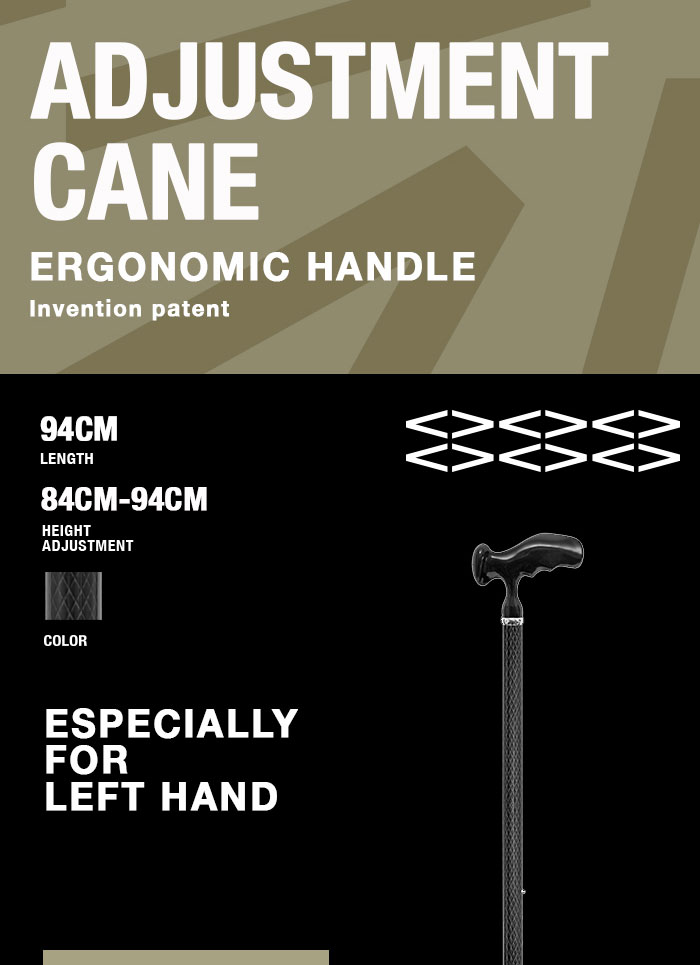 Black Adjustable Height Palm-Grip Walking Cane