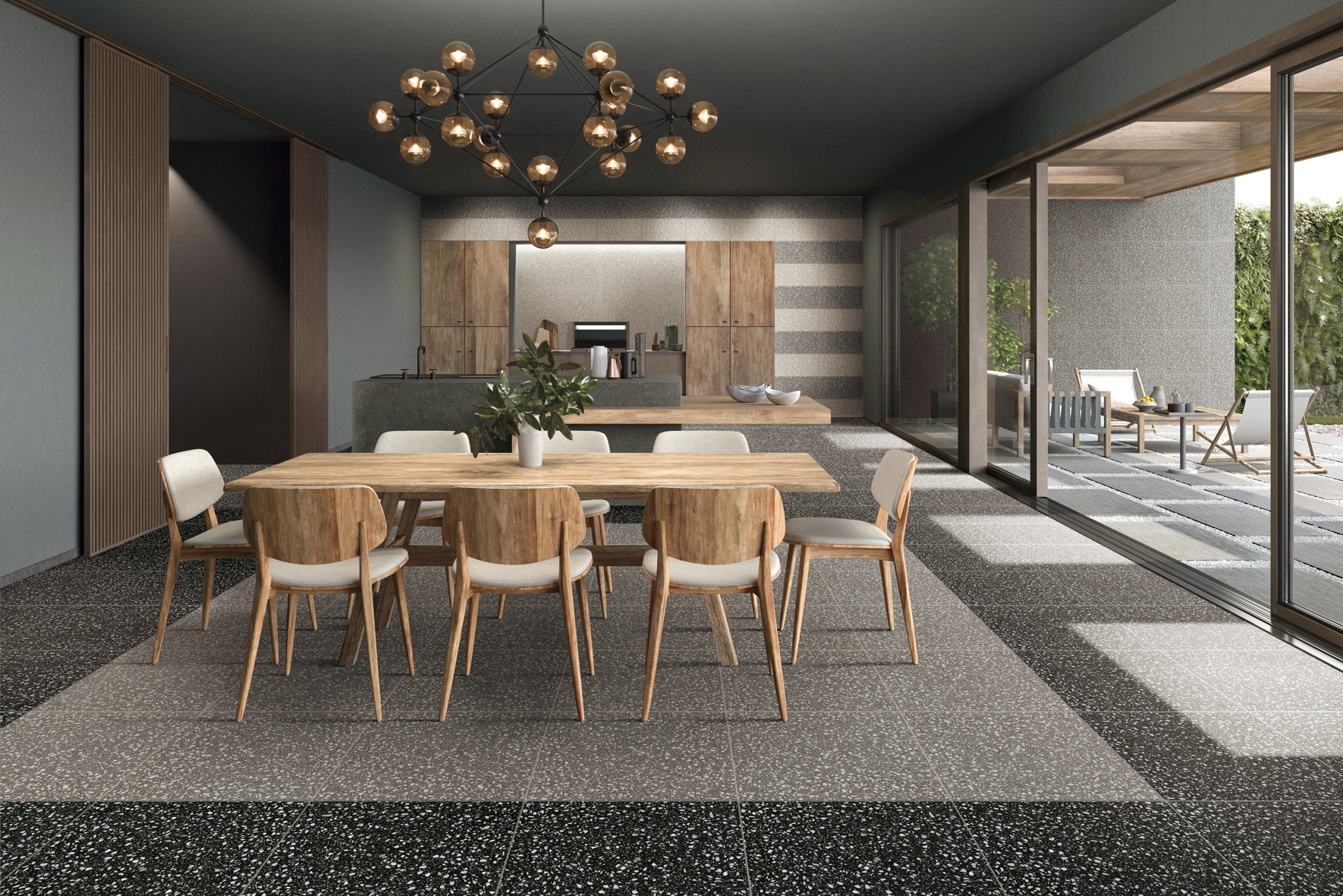 Colorful Lappato Rustic Semi-polished Terrazzo Porcelain Floor Tiles 60x60 