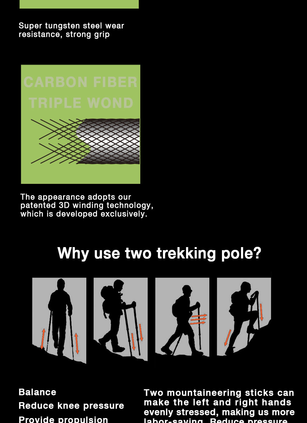 Carbon Fiber Flick Lock Trekking Pole Distance Folding Z Hiking Pole Manufacturer