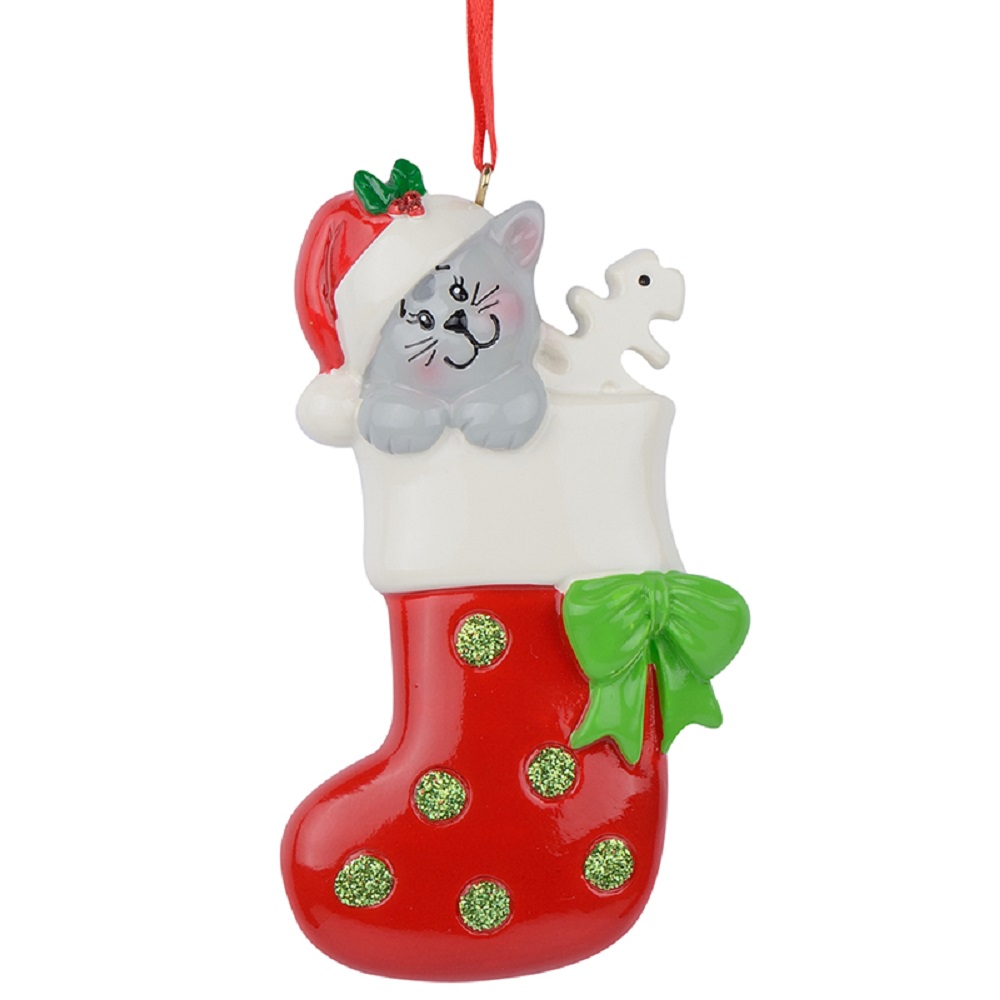 PERSONALIZED CHRISTMAS ORNAMENT PETS-KITTY STOCKING 