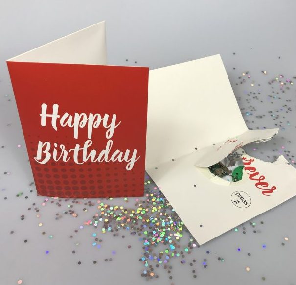 greeting card with glitter