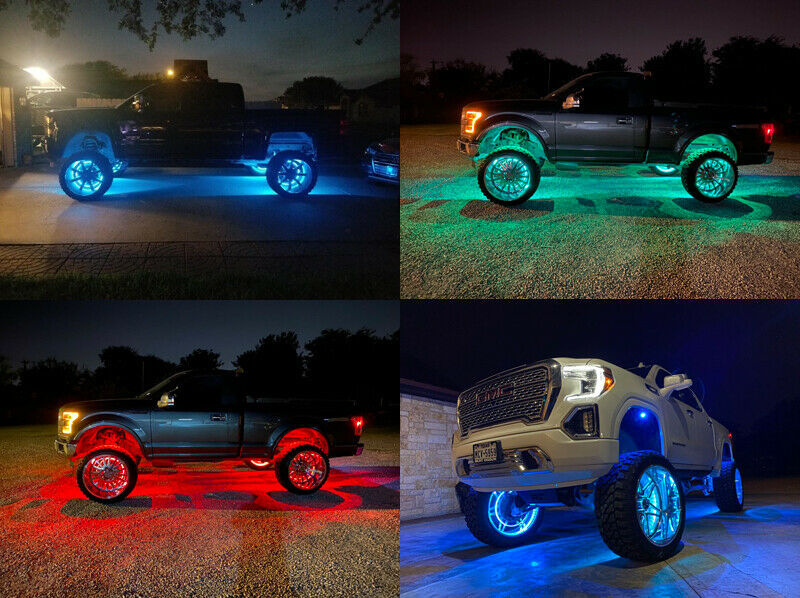 17 Dream Chasing Color Flow Double Sides Illuminated LED Wheel Rings Lights w/Turn Signal and Braking Functionand for Truck All Jeep Offroad Bluetooth Controller 