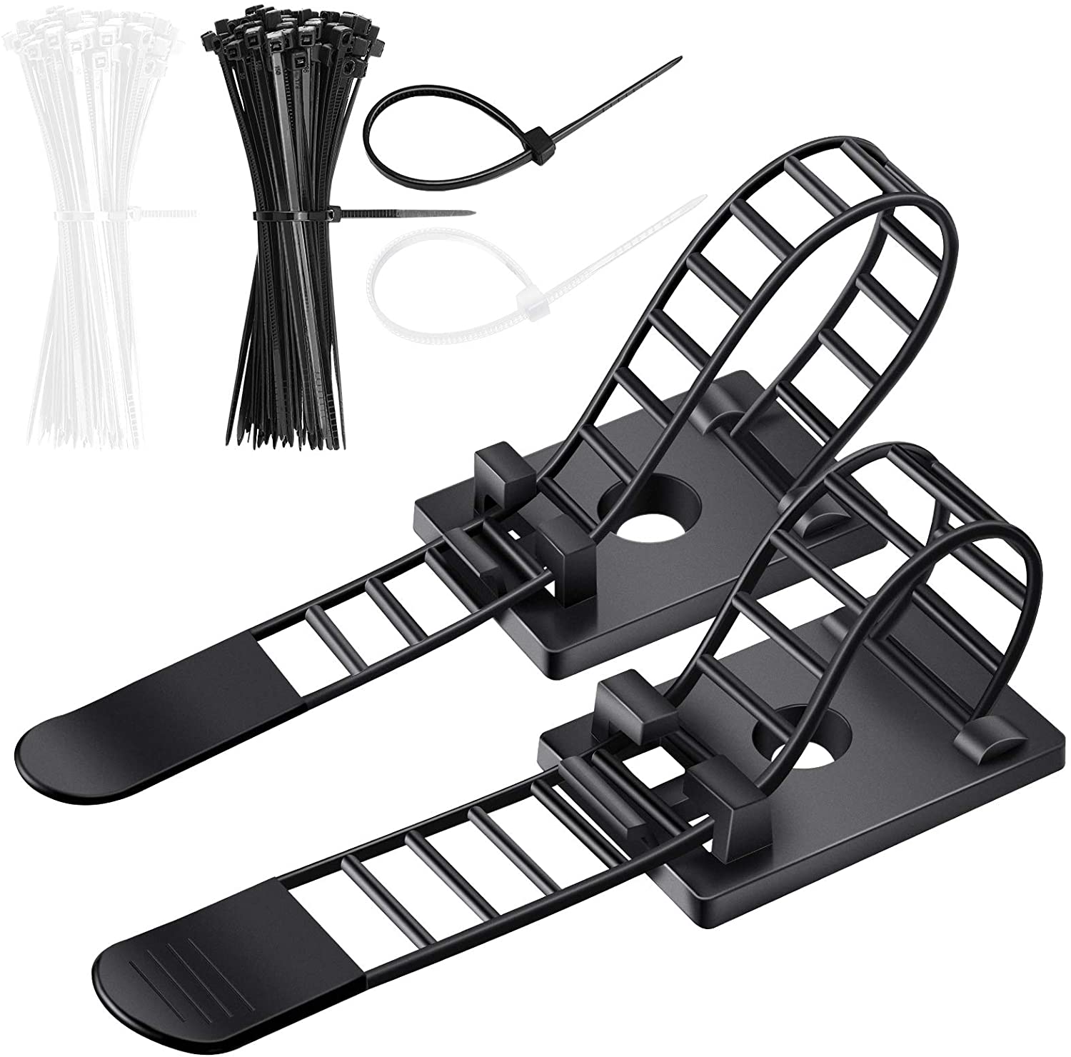 20 Pcs Adjustable Selfadhesive Nylon Wire Tie Cable Ties Cord Clamp