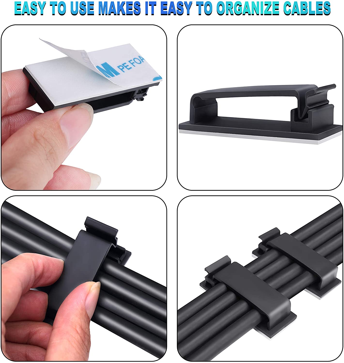 Self Adhesive Cable Management Clips, Cable Organizers Wire Clips for