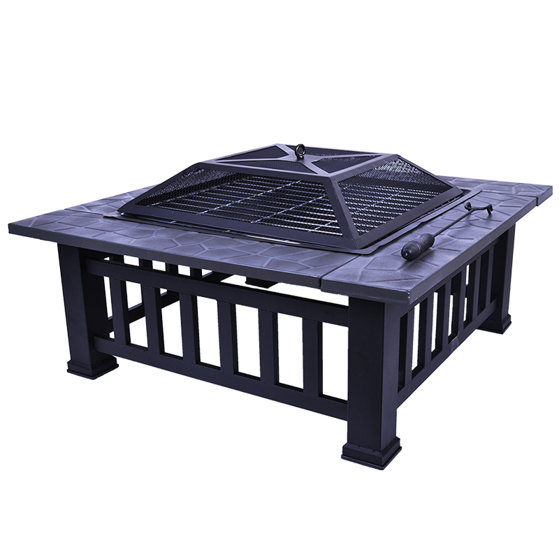 Portable Metal Fire Pit Bbq Square, Stove Fire Pit 32