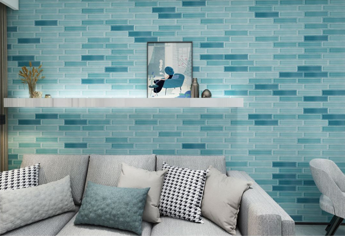 3d Blue Ceramic Wall Tile, Subway Tile Thickness Mm