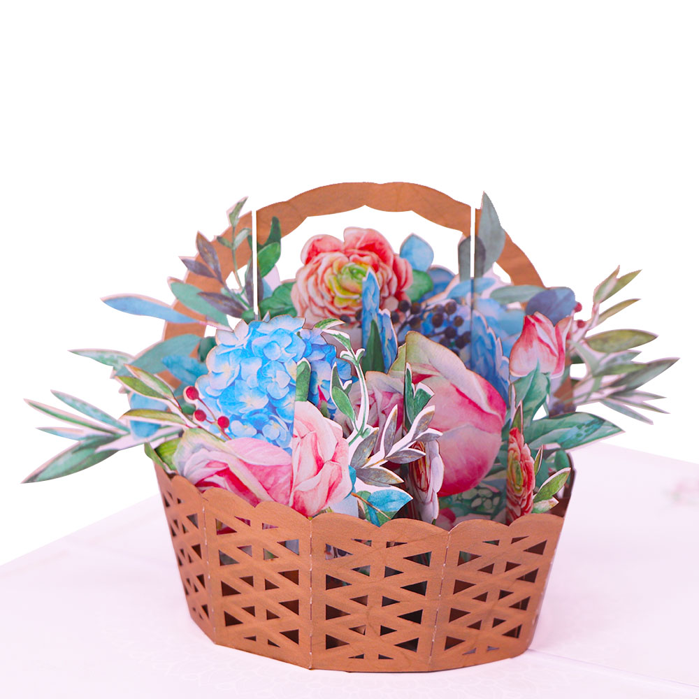 WINPSHENG handcraft get well flower basket 3d pop up card for mother\u0026#39;s day