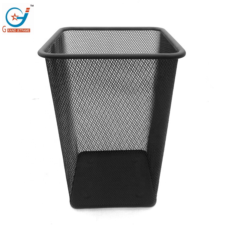 21.5 cm square outdoor garden waste bin trash can black pop up open top wire metal mesh waste