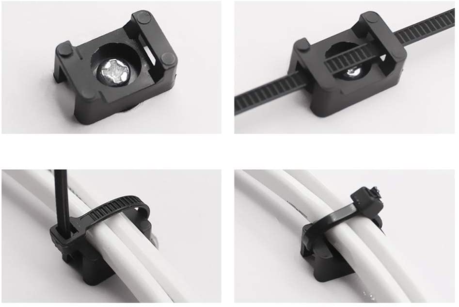 100 Pack Saddle Type Cable Tie Mounts with 100 Pack Philip Head Screws