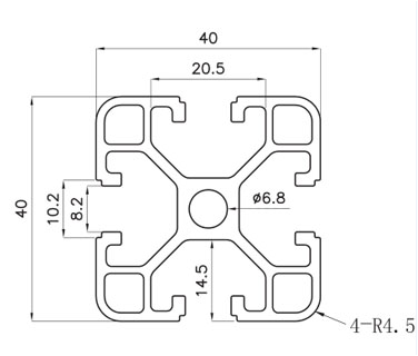 Profile 8 40x40 E, natural Maximum usable length 6000mm