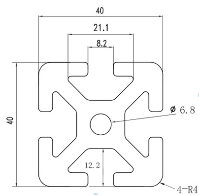 Profile 8 40x40, natural Maximum usable length 6000mm