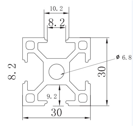 Profile X 8 30x30 light, natural Maximum usable length 6000mm