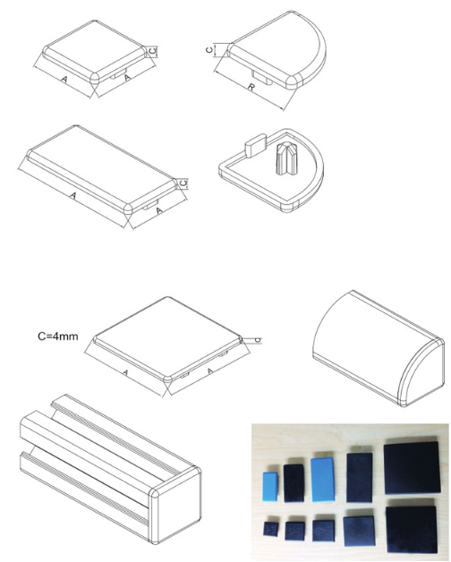 Aluminum profile end Cap 8 40x40, black , gray , blue OEM Manufacturer,wholesale factory