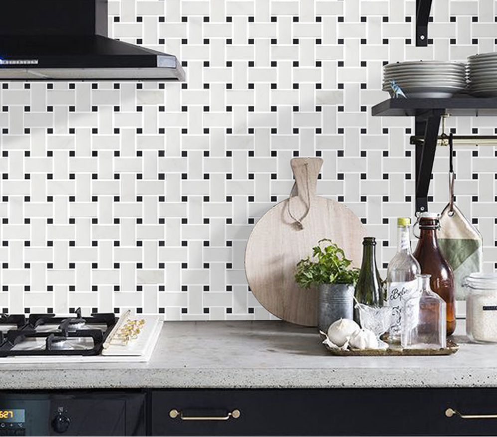 Basket Weave Tile Kitchen Backsplash