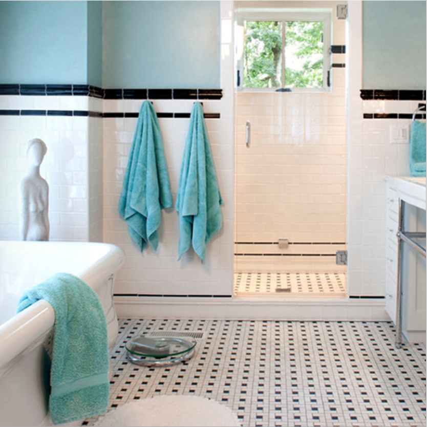 Basket Weave Tiles Used as Bathroom Floor