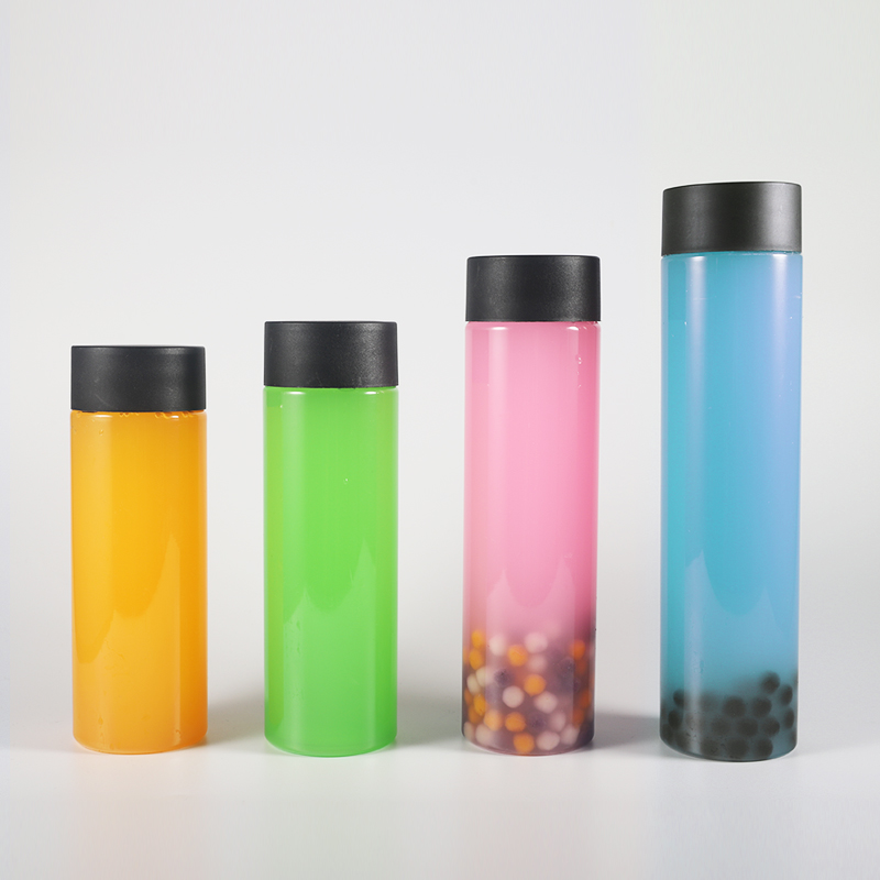 customized wholesale 500ml cylinder round plastic juice bottle