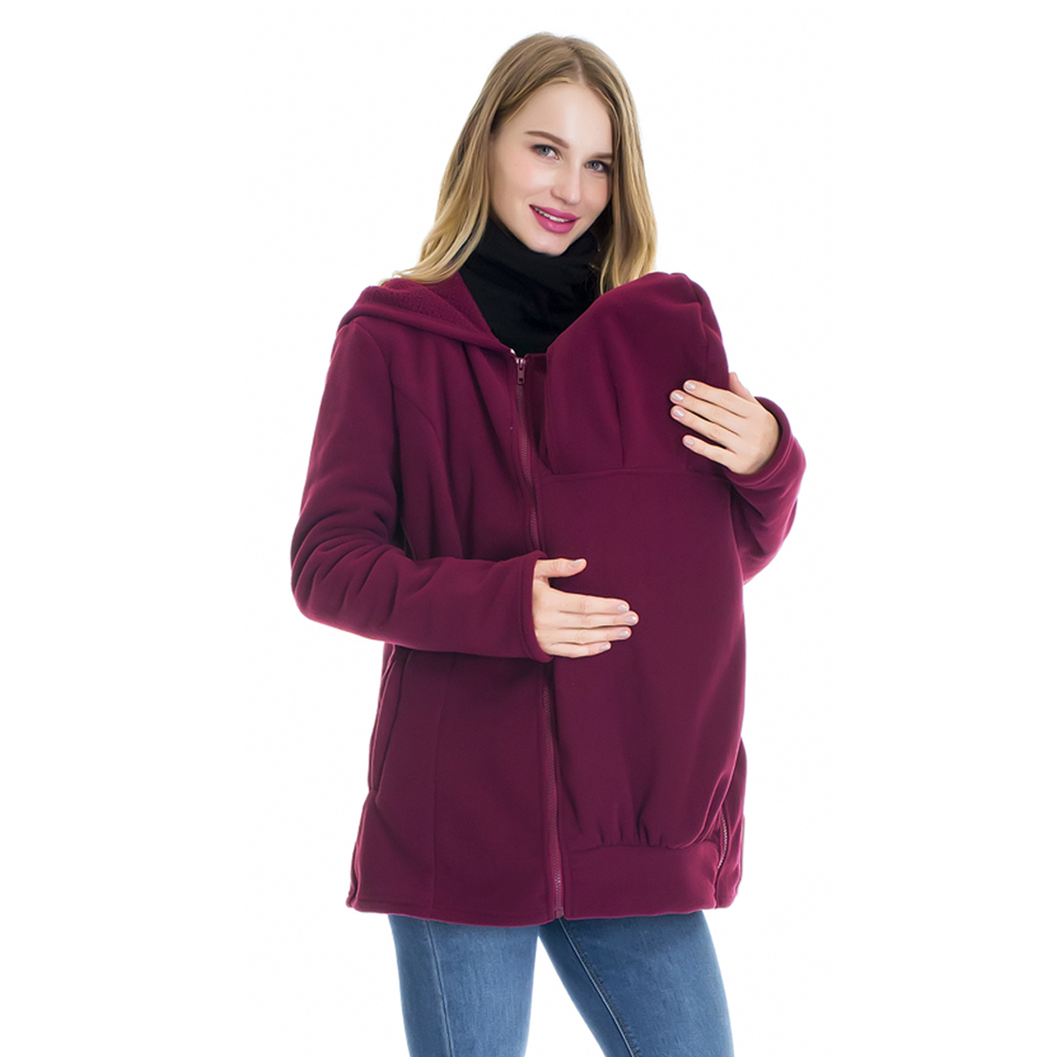 tolv Tilbageholde hele Smallshow Women's 3 IN 1 Fleece Zip Up Maternity Baby Carrier Hoodie  Sweatshirt Jacket