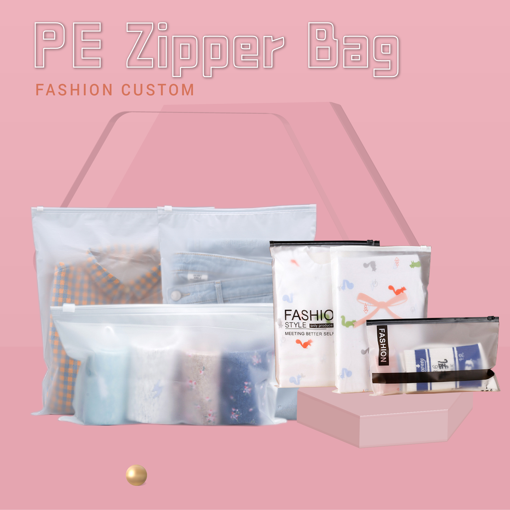 custom frosted biodegradable plastic packaging zipper