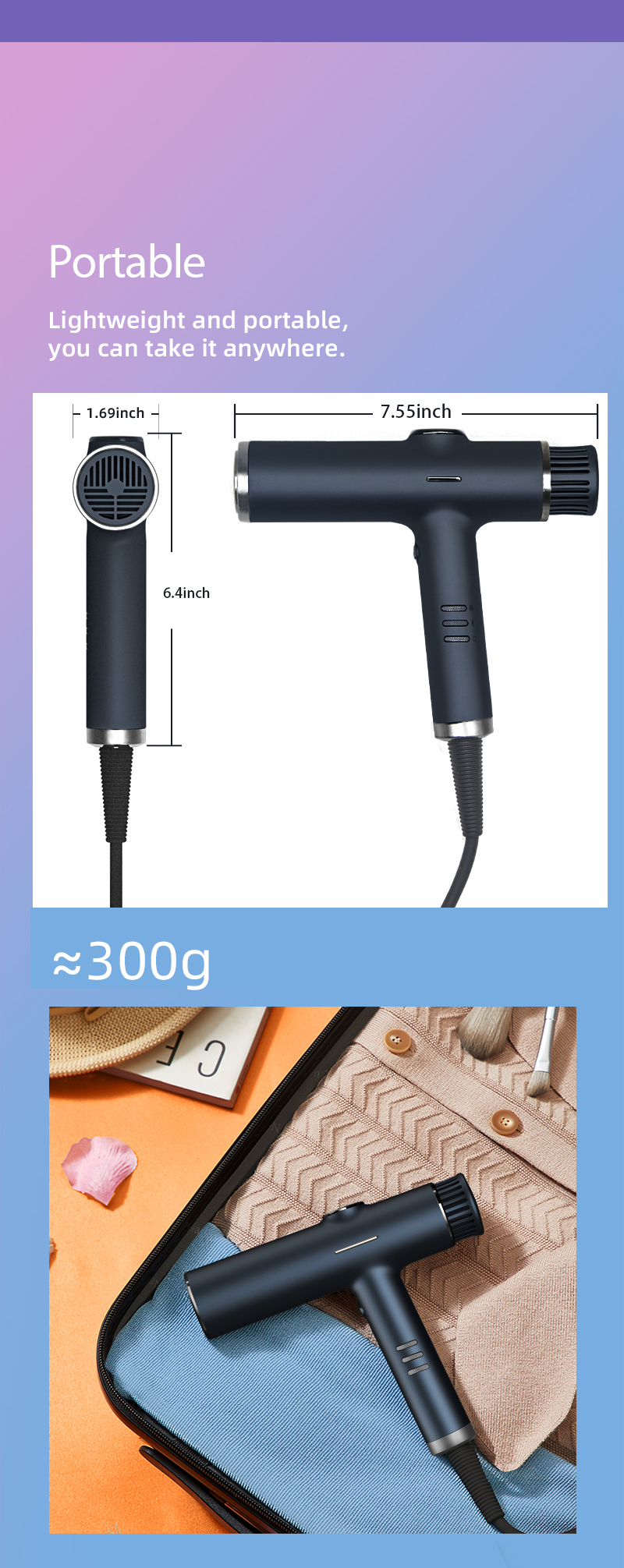 KR-F02 Brushless DC motor hair dryer 110,000 RPM hair blower 1200W ...