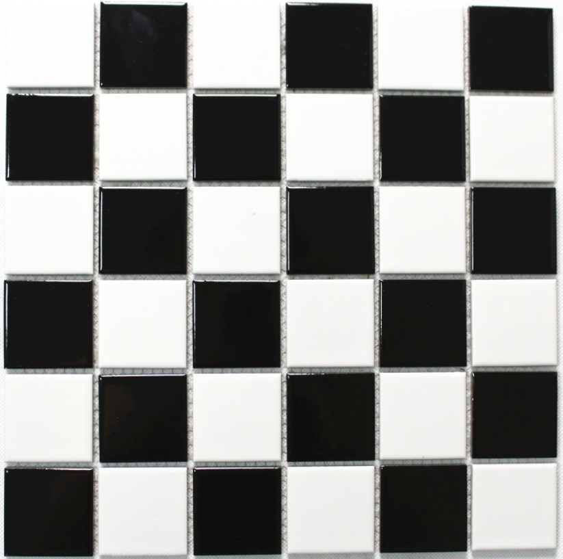 Black and white mosaic checkerboard