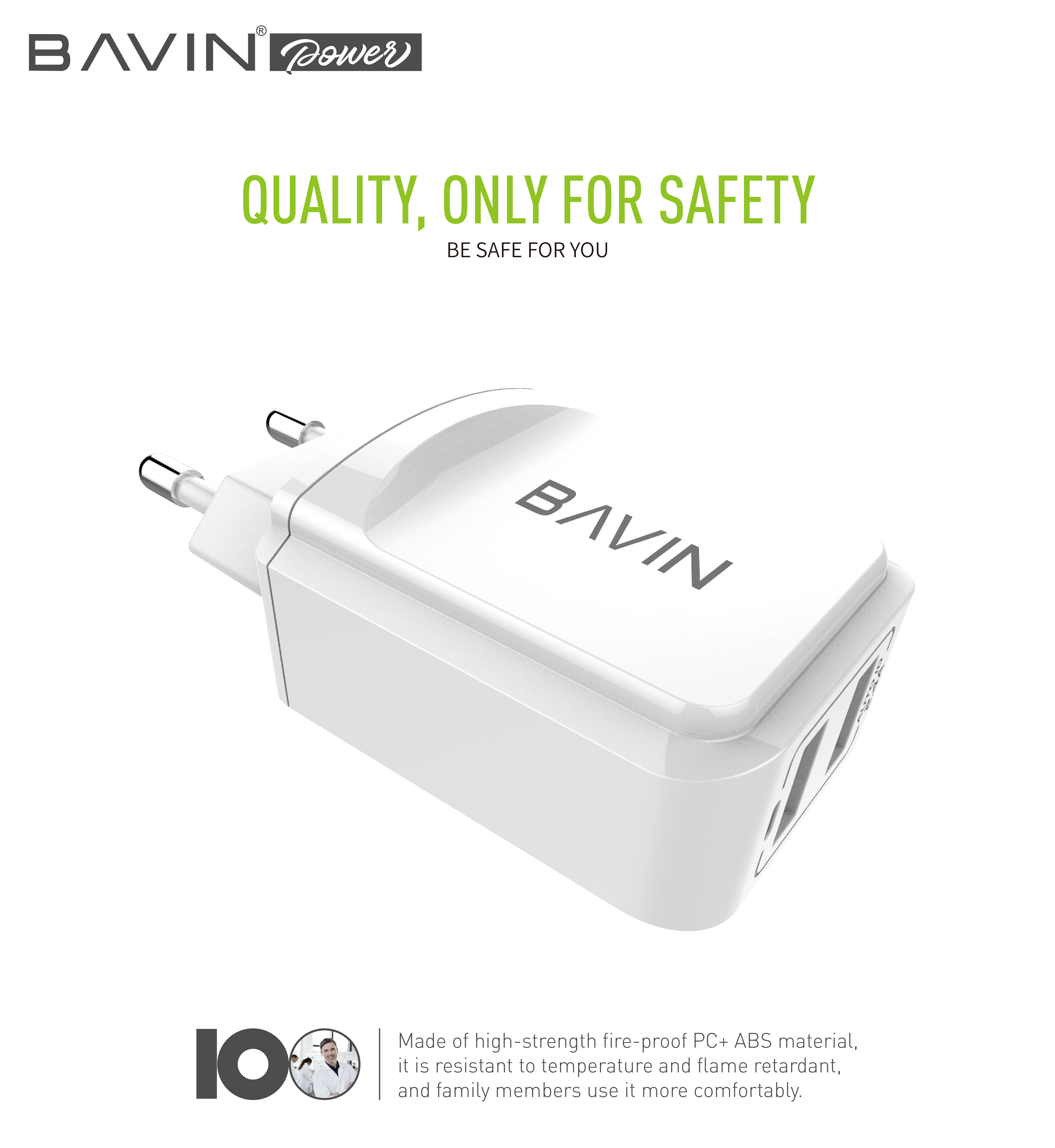 BAVIN 2.4A Dual USB Universal Adapter Charger for Micro iPhone TypeC