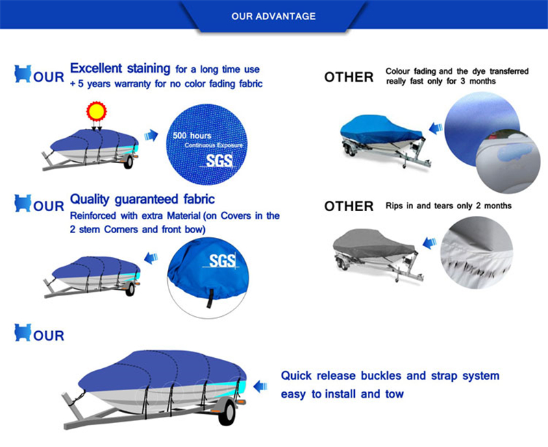 Waterproof Heavy Duty 600D 17ft to19ft Premium Boat Cover Trailer Fishing Ski Covers XBT2H