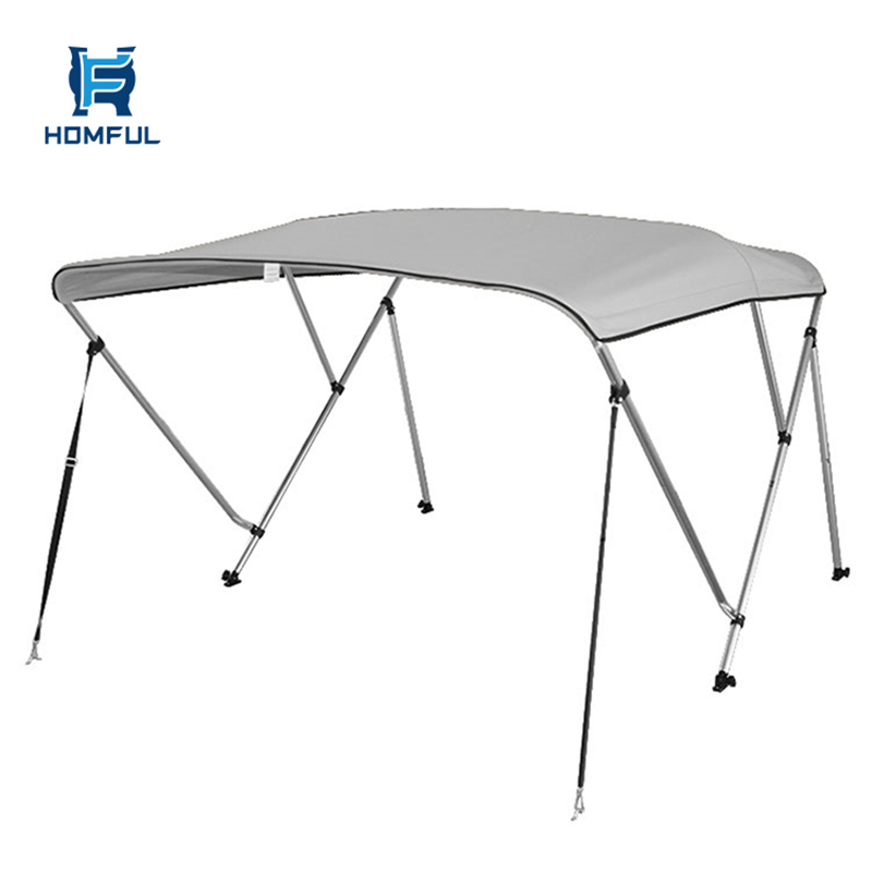 HOMFUL Certificated Aluminum Round Tube 3 Bow Boat Bimini Top