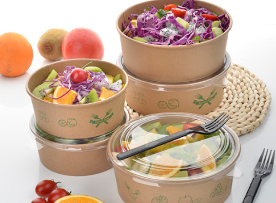 noodle hot insulated kraft paper salad Bowl with anti-fog PET lid.png