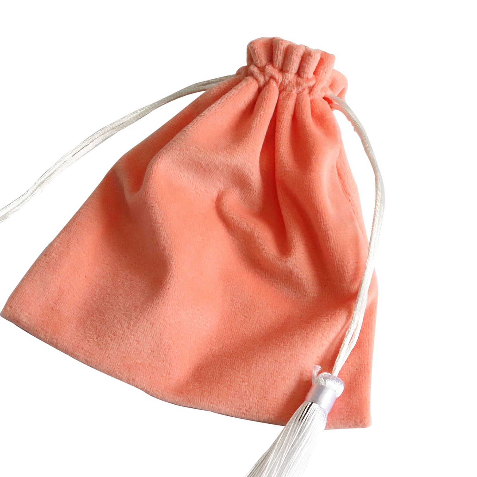 Wholesale Custom Logo Luxury Small Beige Velvet Drawstring Bag for