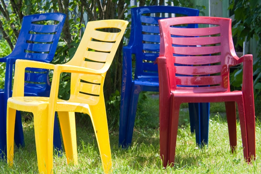 plastic colored chairs outdoor