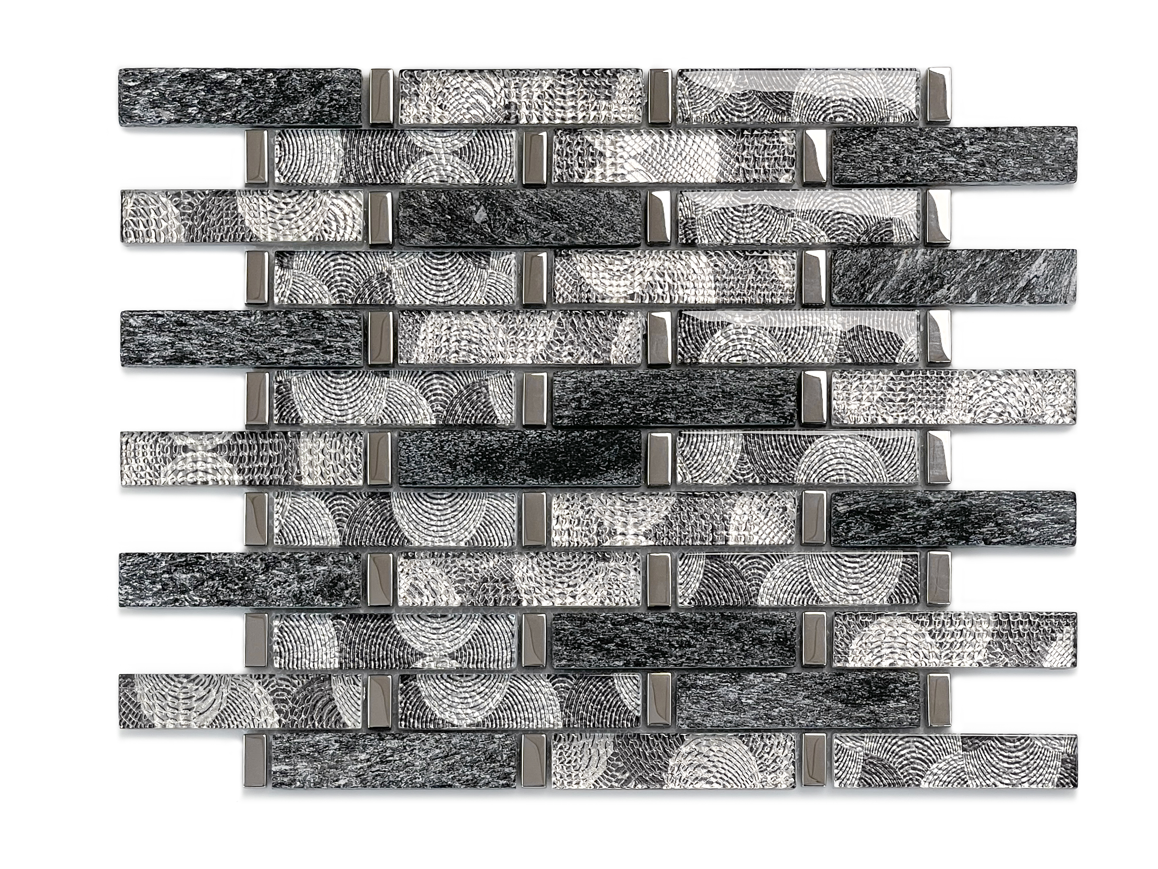 Linear Chrom Glass Mosaic Stone Mosaic Kitchen Mosaic Laminated glass mosaic Dark Grey