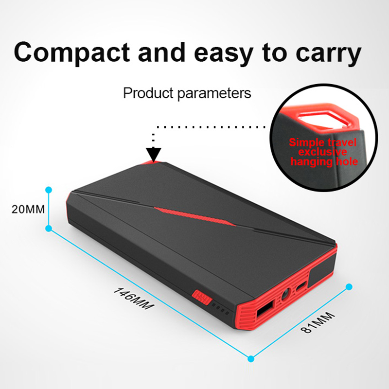 Hilldow Jump Starter Power Bank 2500 A Peak 20800 mAh Starter Battery 12 V  Car Battery Booster with LED Torch and Dual USB Charger, Car Jump Starter  for up to 8.0 L