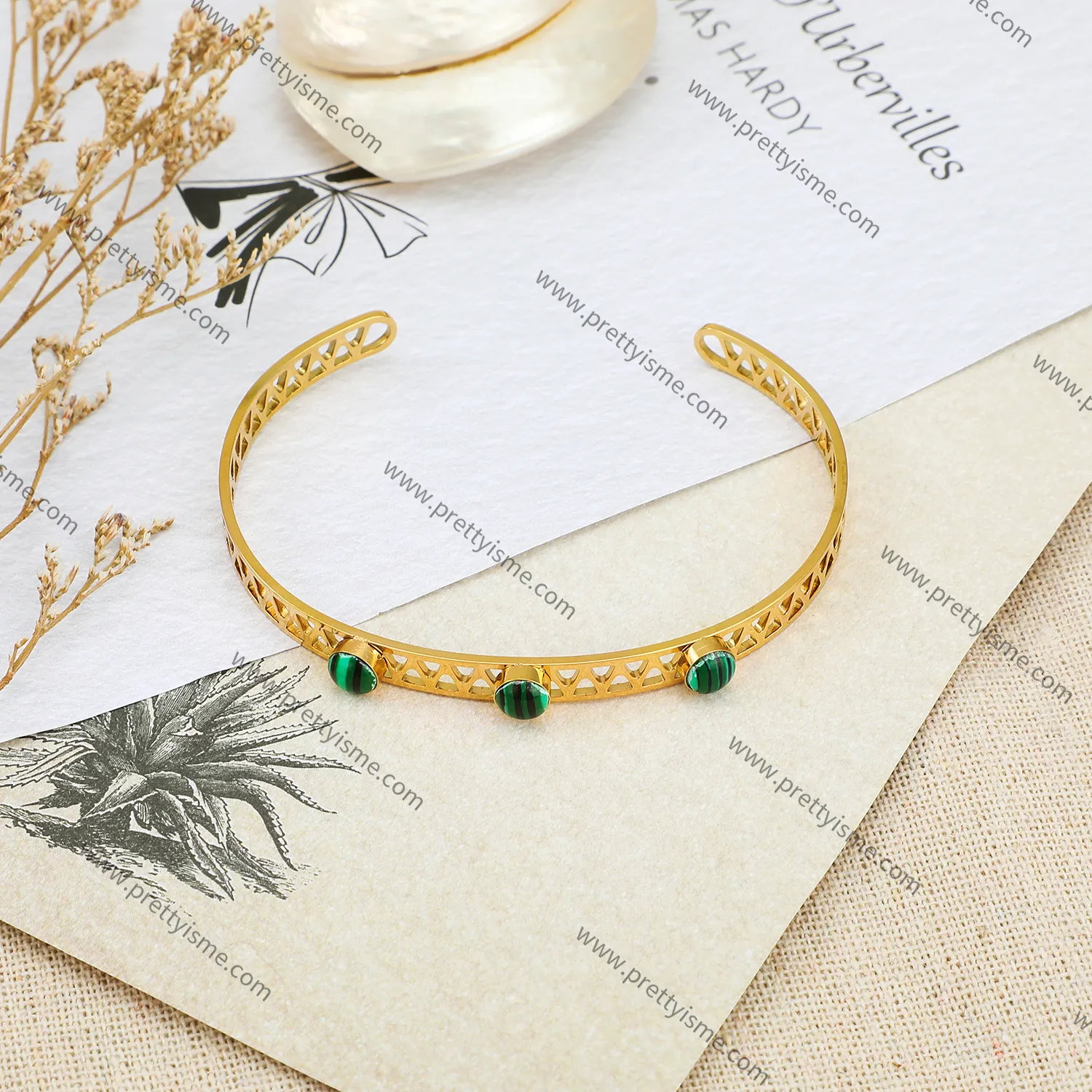 Hollow Pattern With Peacock Stone Seting Stainless Steel water proof  Bracelet  (2).webp