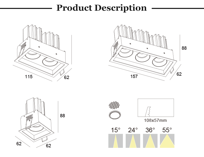 square recessed led downlights