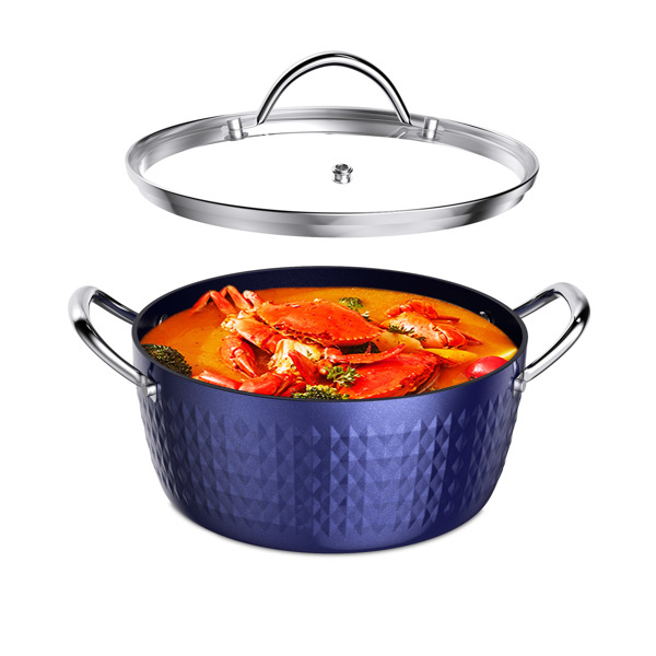 Casserole Dish, Induction Saucepan with Lid, 24cm/ 2.2L Stock Pots Non ...