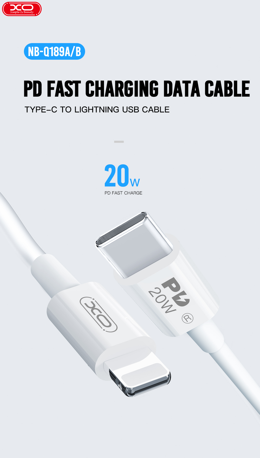 XO NB-Q189A/B PD 20W Charger Cable