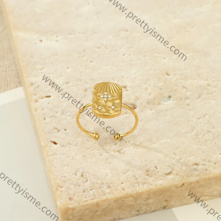 Stainless Steel Open Ring Polygonal Gold Plated Square Set Sparkling Diamonds Everyday Ring (4).webp