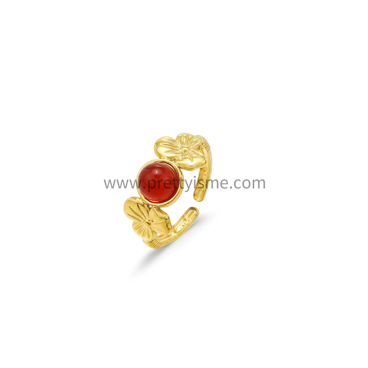 Delicate French Style Stainless Steel Open Ring Set with Charming Red Gemstone Thin Ring (5).webp