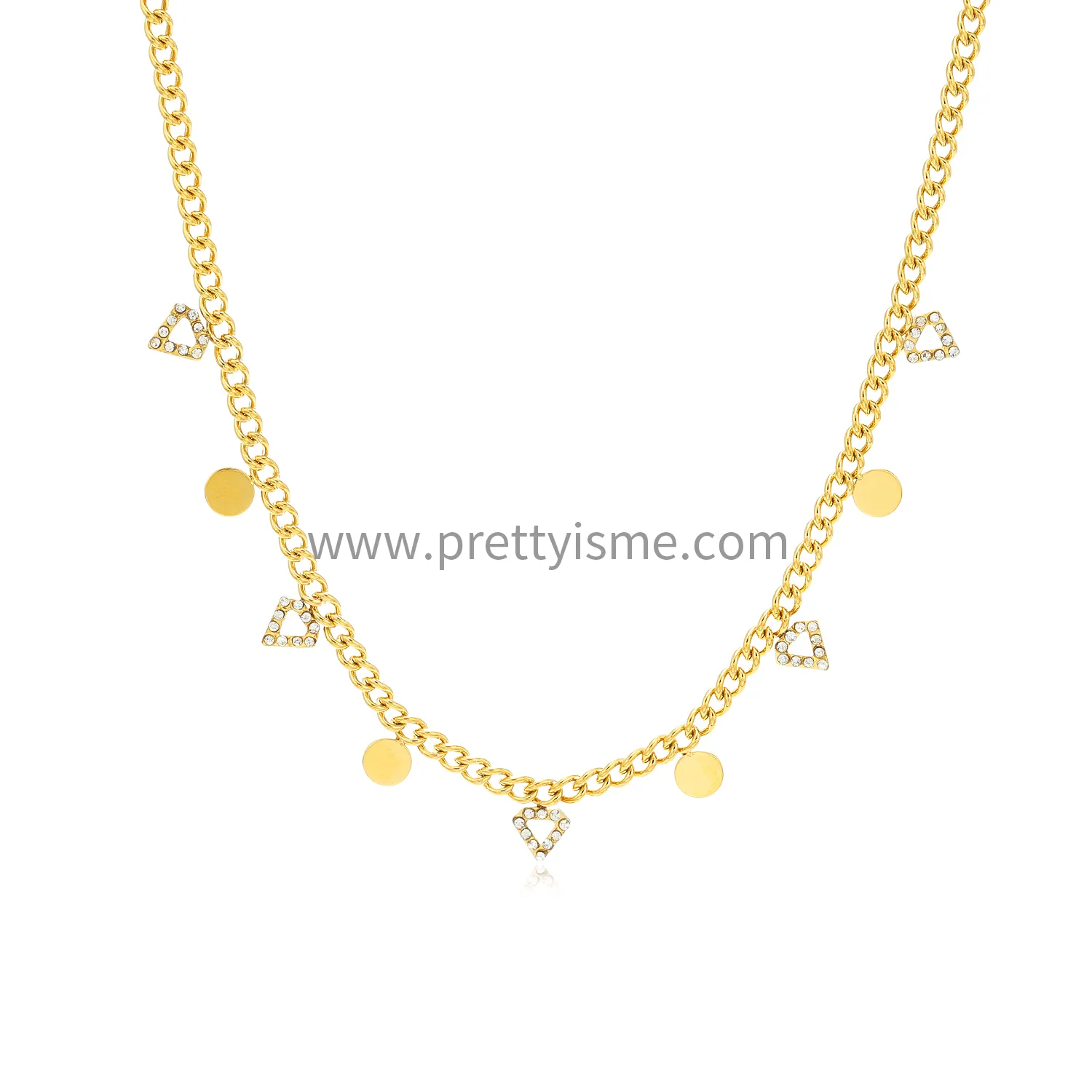 Stainless steel 18k gold plated necklace inlay small wafer small diamond exquisite necklace (5).webp