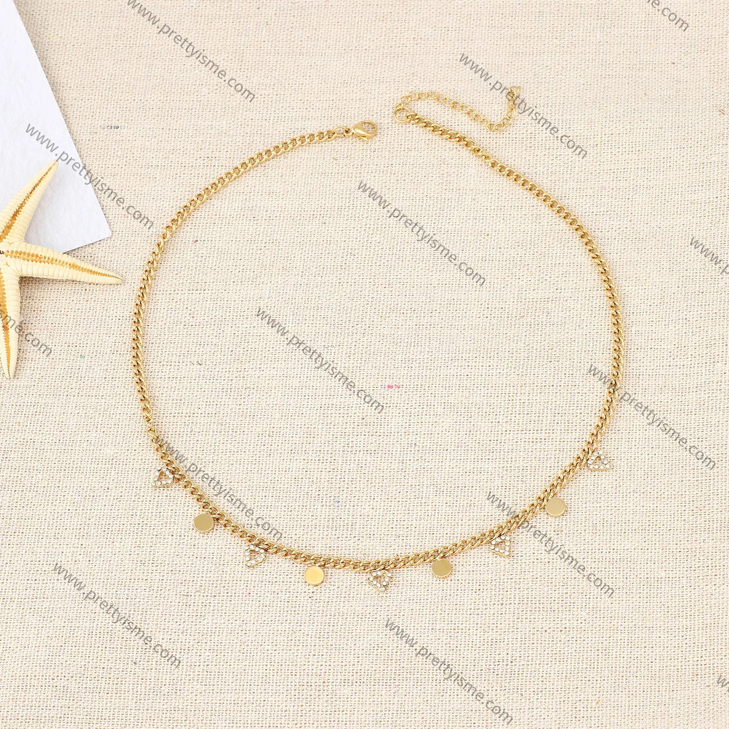 Stainless steel 18k gold plated necklace inlay small wafer small diamond exquisite necklace.webp