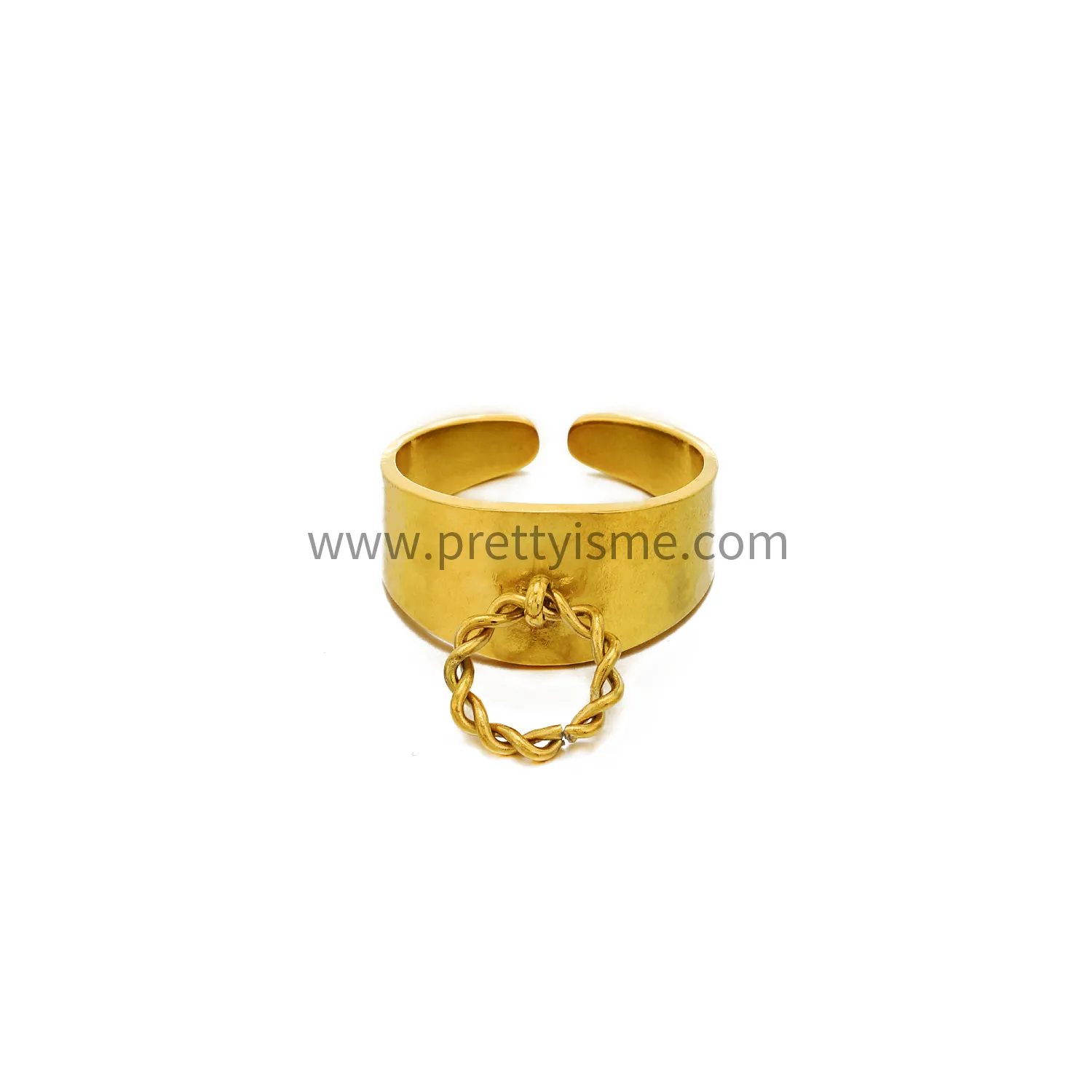 Wide open stainless steel 18K gold-plated ringband interleaving ring (5).webp